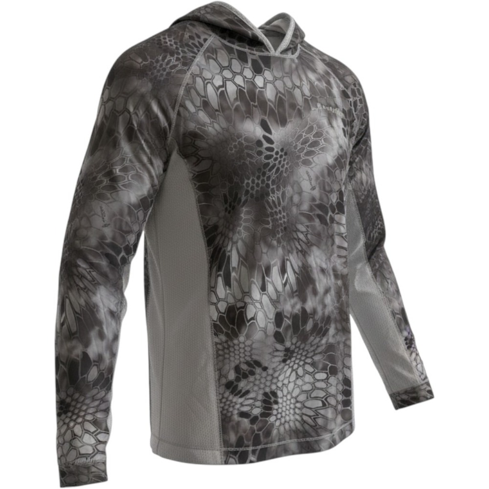 Kryptek Men's Large Gray Camo Hooded Hunting Shirt Tactical Mesh Long Sleeve